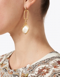 Look image thumbnail - Gas Bijoux - Siena Mother of Pearl Gold Drop Earrings