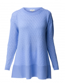 St. Tropez French Blue Cable Knit Cashmere Sweater