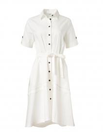 White Stretch Cotton Shirt Dress