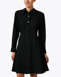 Front image thumbnail - Lafayette 148 New York - Black Fit and Flare Shirt Dress