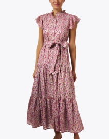 Front image thumbnail - Oliphant - Pink Floral Print Cotton Voile Dress