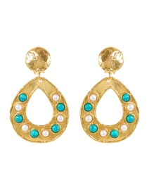 Product image thumbnail - Sylvia Toledano - Thalita Pearl and Turquoise Drop Earrings
