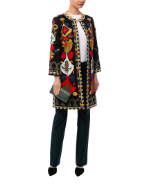 Amber Black Embroidered Stretch Cotton Coat