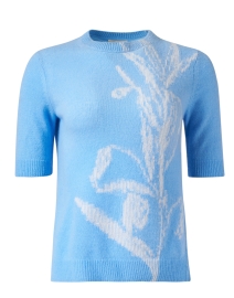 Blue Floral Cashmere Sweater