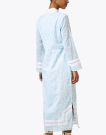 Back image thumbnail - Sail to Sable - White and Aqua Print Cotton Tunic Dress