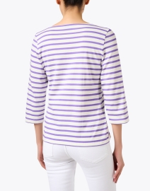 Back image thumbnail - Saint James - Galathee White and Lavender Striped Shirt