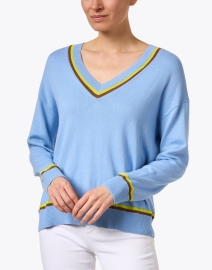 Front image thumbnail - Chinti and Parker - Blue Contrast Trim Sweater
