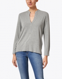 Front image thumbnail - Majestic Filatures - Grey Soft Touch Henley Top