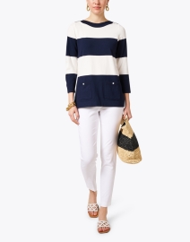 Look image thumbnail - J'Envie - Navy and White Stripe Sweater
