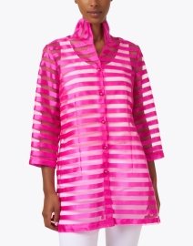 Front image thumbnail - Connie Roberson - Rita Pink Striped Silk Jacket