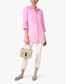Look image thumbnail - Connie Roberson - Rita Pink Sheer Plaid Shirt