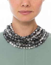 Sabrina Silver Hematite Glass Stone Necklace