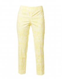 Monia Yellow Etch Grid Print Stretch Cotton Pant