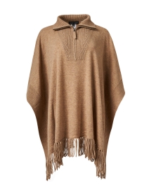 Product image thumbnail - Repeat Cashmere - Camel Quarter Zip Wool Cashmere Poncho