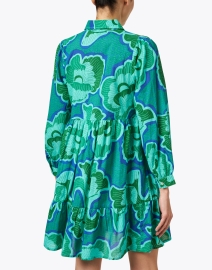 Back image thumbnail - Ro's Garden - Romy Green Print Cotton Dress