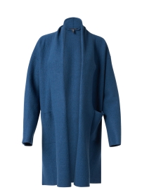 Blue Boiled Wool High Collar Coat