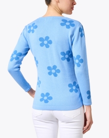 Back image thumbnail - Blue - Light Blue Floral Cotton Sweater