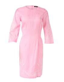 Pink Embroidered Linen Dress