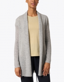 Front image thumbnail - White + Warren - Heather Grey Essential Cashmere Cardigan
