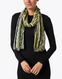 Look image thumbnail - Amato - Green and Yellow Striped Wool Silk Scarf