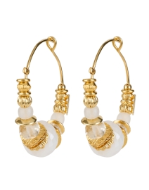 Product image thumbnail - Gas Bijoux - Aloha Gold and White Mini Hoop Earrings