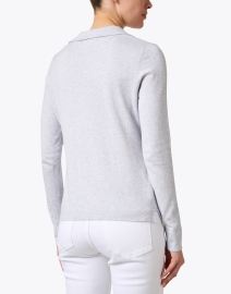 Back image thumbnail - Kinross - Grey Cotton Cashmere Polo Sweater
