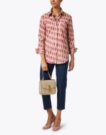 Look image thumbnail - Piazza Sempione - Beige and Red Print Cotton Poplin Shirt