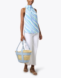 Look image thumbnail - Sail to Sable - Blue Striped Cowl Neck Top