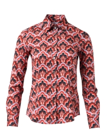 Red Multi Print Button Up Shirt