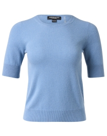 Blue Cashmere Short Sleeve Sweater