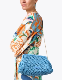 Look image thumbnail - Loeffler Randall - Trudie Blue Crochet Raffia Clutch