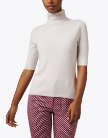 Front image thumbnail - Allude - Taupe Cashmere Turtleneck Sweater