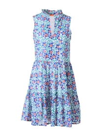 Blue Floral Print Cotton Dress