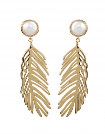 Cooper Palm Pearl with Feather Drop Earrings