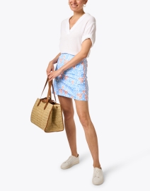 Look image thumbnail - Gretchen Scott - Blue and Orange Print Jersey Skort