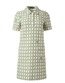 Product image thumbnail - Tara Jarmon - Romarin Green Geometric Print Dress