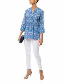 Chica Arles Cobalt Blue and White Printed Top