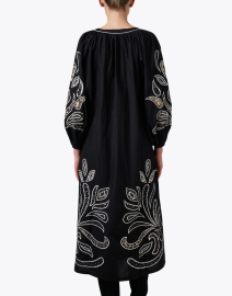 Back image thumbnail - Figue - Kali Black and White Embroidered Cotton Dress
