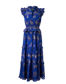 Maren Blue Metallic Print Dress