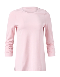 Product image thumbnail - E.L.I. - Pale Pink Pima Cotton Ruched Sleeve Tee