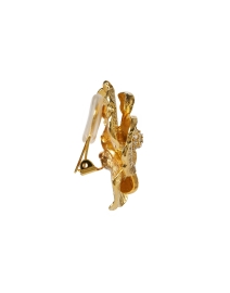 Back image thumbnail - Kenneth Jay Lane - Gold Flower Clip Earrings