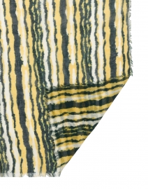 Back image thumbnail - Amato - Green and Yellow Striped Wool Silk Scarf