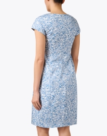 Back image thumbnail - Peserico - Blue Print Cotton Sheath Dress