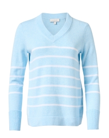 Product image thumbnail - Kinross - Light Blue and White Stripe Cotton Sweater