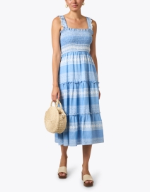 Look image thumbnail - Sail to Sable - Blue and White Linen Jacquard Dress