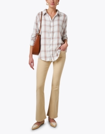 Look image thumbnail - Mother - The Weekender Beige Stretch Flare Jean