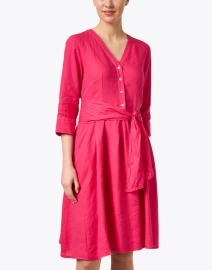 Front image thumbnail - Rosso35 - Pink Linen Shirt Dress