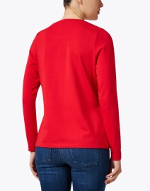Back image thumbnail - E.L.I. - Red Pima Cotton Ruched Sleeve Top