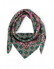 Onesto Green and Pink Silk Sqaure Scarf