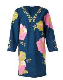 Goldie Navy Multi Print Embroidered Cotton Dress